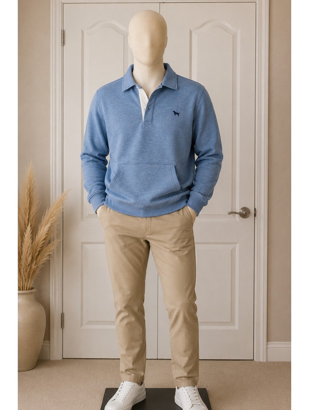 Simply Southern Men’s Blue Long Sleeve Pullover Polo Shirt 0211 XL
